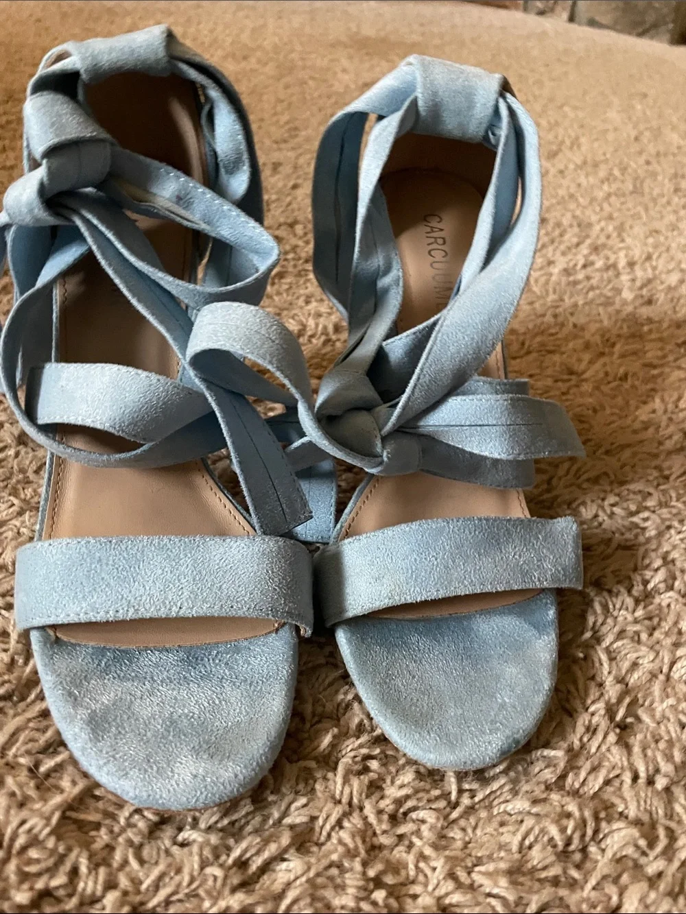 Light Blue Strappy Dressy Sandals - Women’s Shoes
